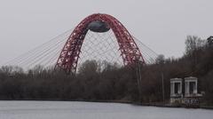 Zhivopisny Bridge and Serebryany Bor-3 pier in Moscow