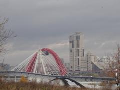 Scenic view of Zhivopisny Bridge and Continental building