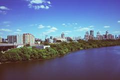 View of Karamyshevskaya Embankment from Zhivopisny Bridge in Moscow