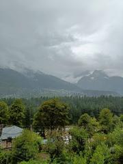 Scenic view of Manali mountains with lush greenery and clear skies