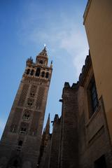 Giralda bell tower close-up from Joaquín Romero Murube Street in Seville