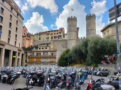 panoramic view of Genoa cityscape with historic walls