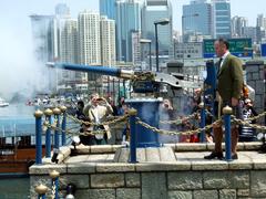 Jardine Noonday Gun being fired in Hong Kong