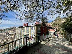 Mall Road in Shimla with people walking and shops on both sides