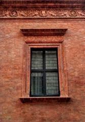 Detail of window and decoration of palazzo Bagatti Valsecchi in Milan