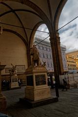 Piazza della Signoria in Florence featuring the Loggia dei Lanzi backbench in April 2010