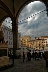 View of Piazza della Signoria in Florence with the Roman Statue of Patroclo e Menelao