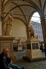 Piazza della Signoria in Florence with sculptures including Sabine Maiden, Patroclos and Menelaos, and Hercules beating the centaur Nessus