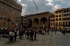 View of Piazza della Signoria in Florence with Palazzo Vecchio and Loggia dei Lanzi