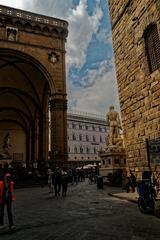 View of Loggia dei Lanzi in Florence from Via della Ninna