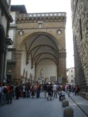 Loggia dei Lanzi in Florence with statues and arches