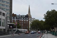 A4209 road with vehicles and buildings on a cloudy day