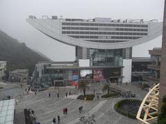 Hong Kong Peak Galleria roof view with Findlay Road and Peak Tower