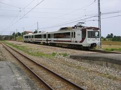 Electric unit 3500 managed by FEVE arriving at Muros de Nalón station