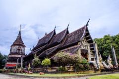 monument with a glowing evening sky in Thailand