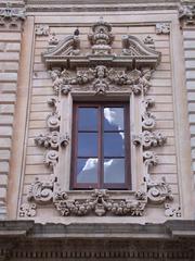 Sky behind Santa Croce church window in Lecce