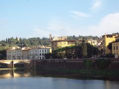 Panoramic view of Florence by the Arno River near the Ponte Vecchio