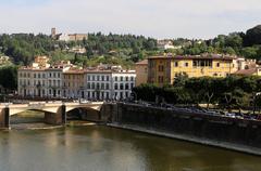 Panoramic view from Palazzo della Camera di Commercio in Florence overlooking Ponte alle Grazie