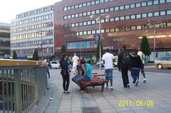 People strolling at Sergels Torg on a warm Monday evening, Swedish National Day