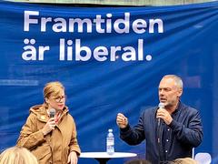 Jan Björklund & Anna Starbrink at Sergels Torg in Stockholm