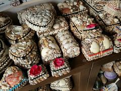 Sea shell souvenir boxes in a shop in Peñíscola