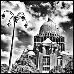 Basilica of Koekelberg black and white photograph