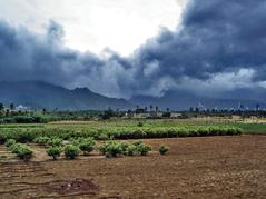 Advancing monsoon clouds and showers in Aralvaimozhy