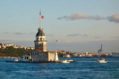 Maiden's Tower in Istanbul, Turkey at dusk