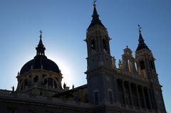 Silhouetted cathedral against a sunset