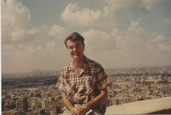 Aidan standing with Cairo in the background, 1968