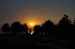 Dusk lakeside view of Shalimar Bagh