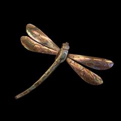 Dragonfly-shaped brooch with green abalone