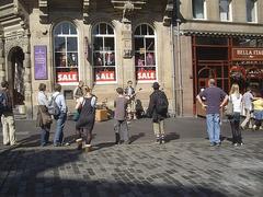 Buskers performing on the Royal Mile in Edinburgh