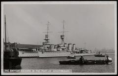 IJ at Stenen Hoofd with two British warships, Westerdoksdijk, Amsterdam, 1920