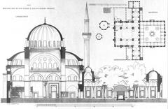 Elevation and plan of the Bayezid II Mosque in Istanbul