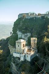 Aerial view of the historic town of Erice in Sicily, Italy