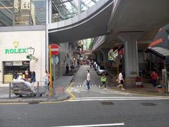 Cochrane Street in Central, Hong Kong with cityscape view