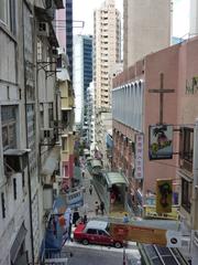 Cochrane Street in Hong Kong with buildings and people