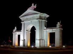 Night view of Puerta de San Vicente, Madrid