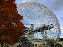 closer view of the Biosphère from the southwest side