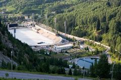 Medeu skating stadium panoramic view