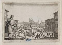 Le Marché de la place de l'Annonciade à Florence, etching by Jacques Callot