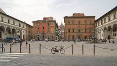 Southwest view from the Annunziata church with Ospedale degli Innocenti and Loggia dei Servi di Maria in Florence