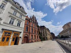 Wrocław pl. Wolności with Max Born Forum, Hotel Monopol, National Forum of Music parking entrance, and Opera