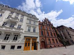 Wrocław pl. Wolności with Max Born Forum, duszpasterstwo, Hotel Monopol and ul. św. Doroty