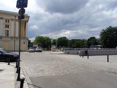 Wrocław pl. Wolności with Opera House and parking, entrance to National Forum of Music parking