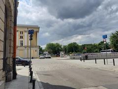 Wrocław street view with St. Dorothy Street, National Forum of Music parking entrance, and Opera House