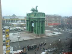 Narva Triumphal Gates in Saint Petersburg aerial view