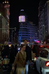 View of Carrion Building from La Gran Via in Madrid