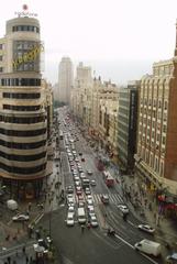 Panoramic view of Gran Vía from Plaza de Callao